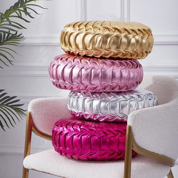 Pumpkin Handmade Metallic Throw Silver Modern Leather Decorative Pillowcases - Picture 6 of 6